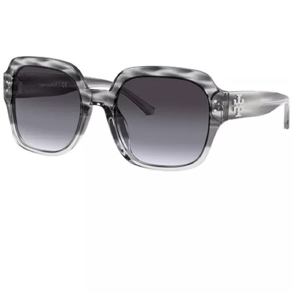 Tory Burch Square Frame Black and White Sunglasses